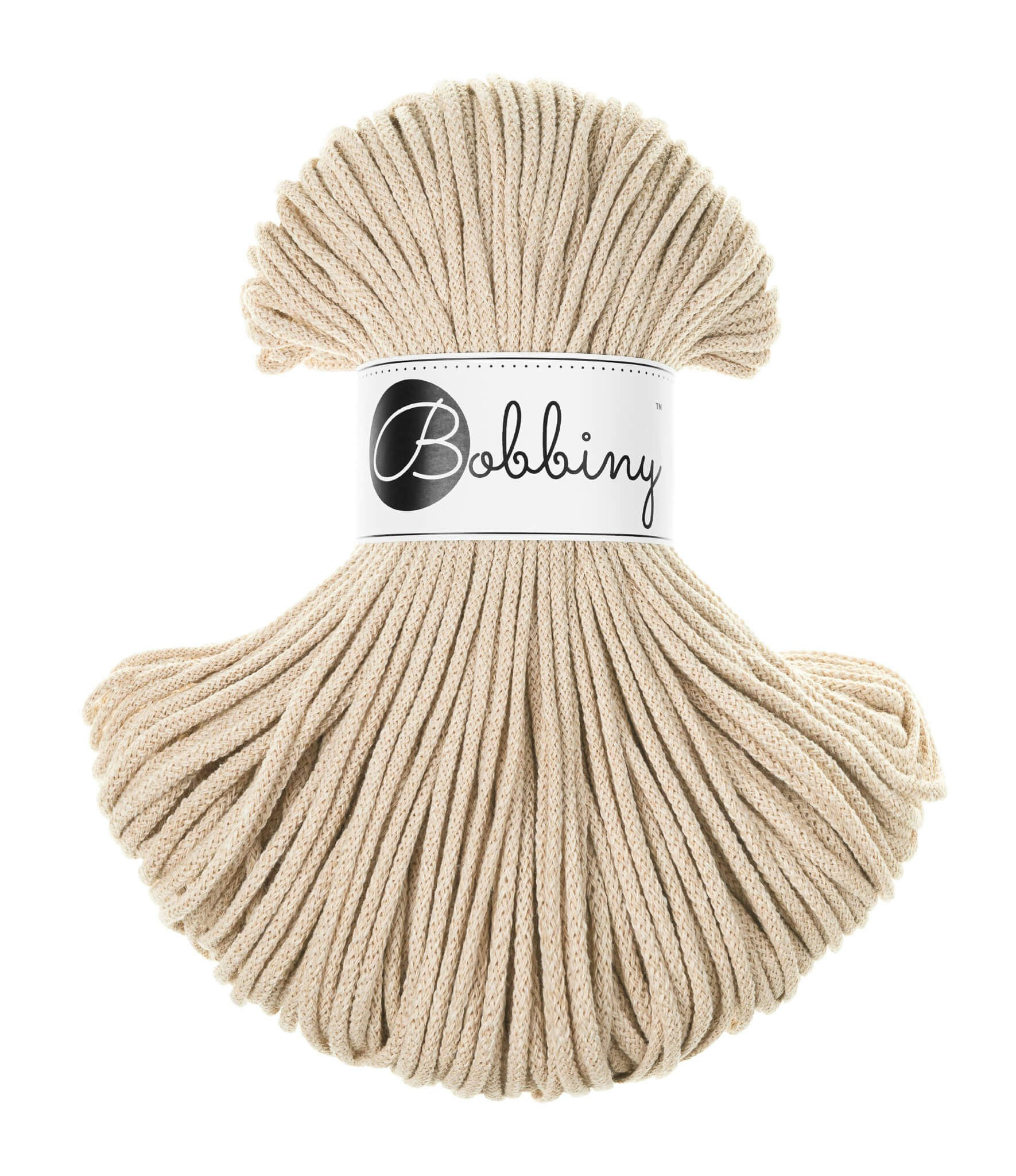 Bobbiny Braided Cord Junior 3 mm - flätat bomullsgarn