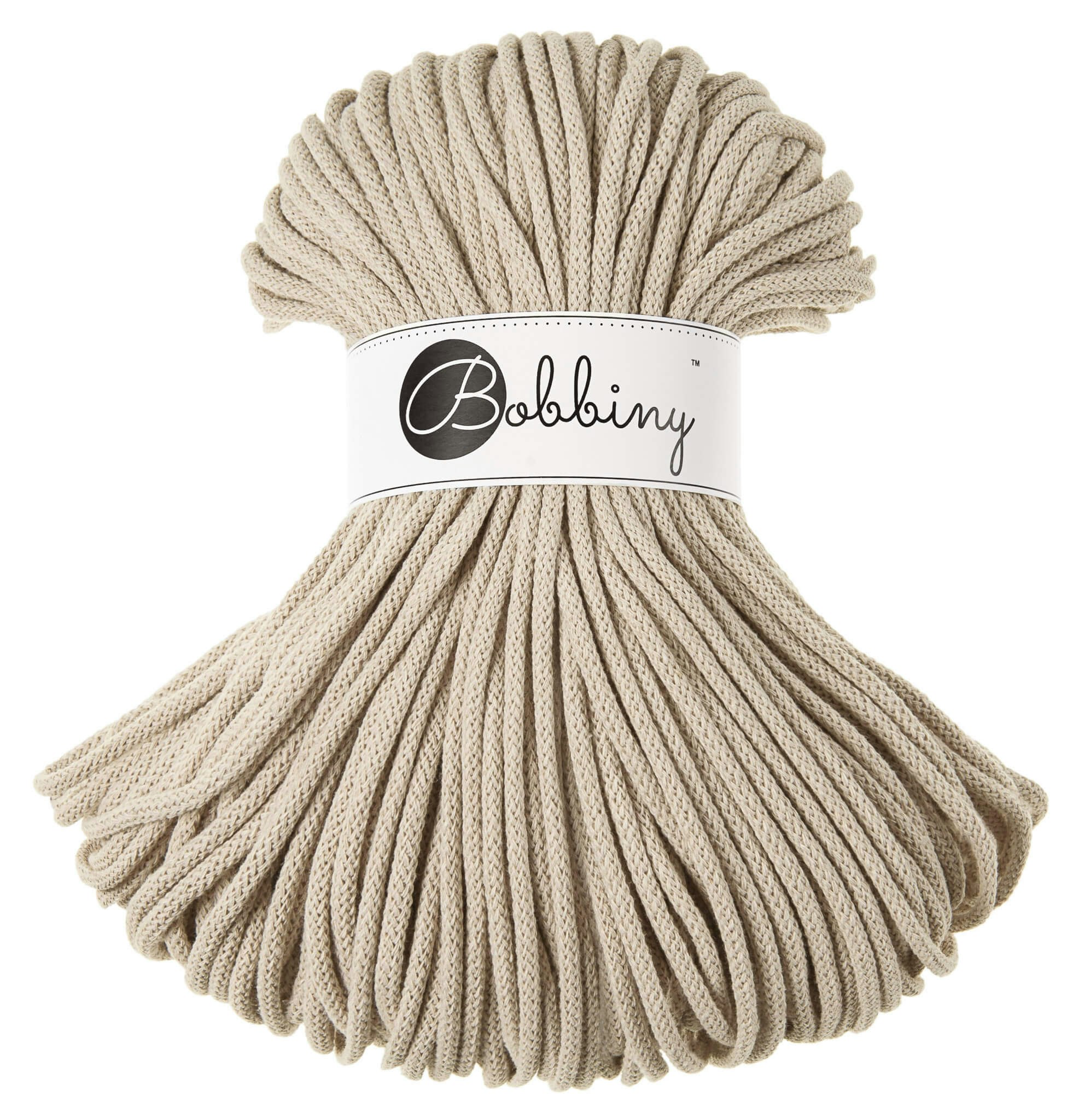 Bobbiny Braided Cord Premium 5 mm - flätat bomullsgarn