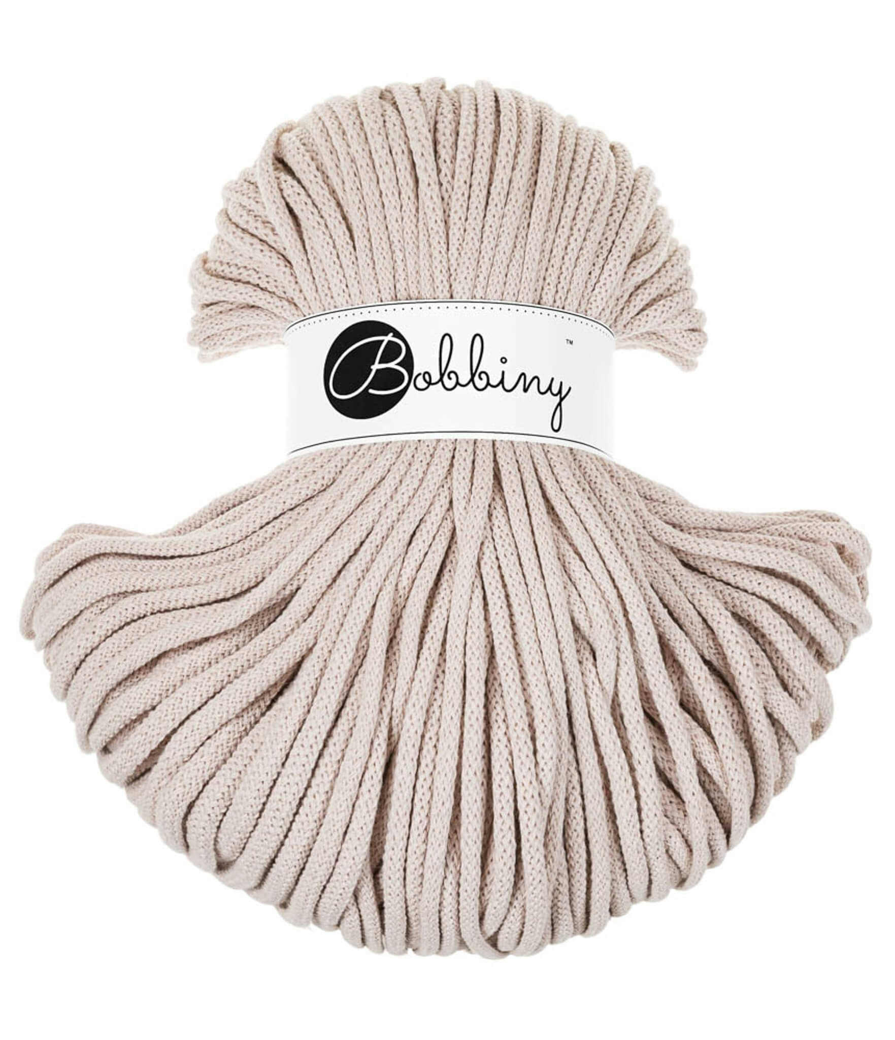 Bobbiny Braided Cord Premium 5 mm - flätat bomullsgarn
