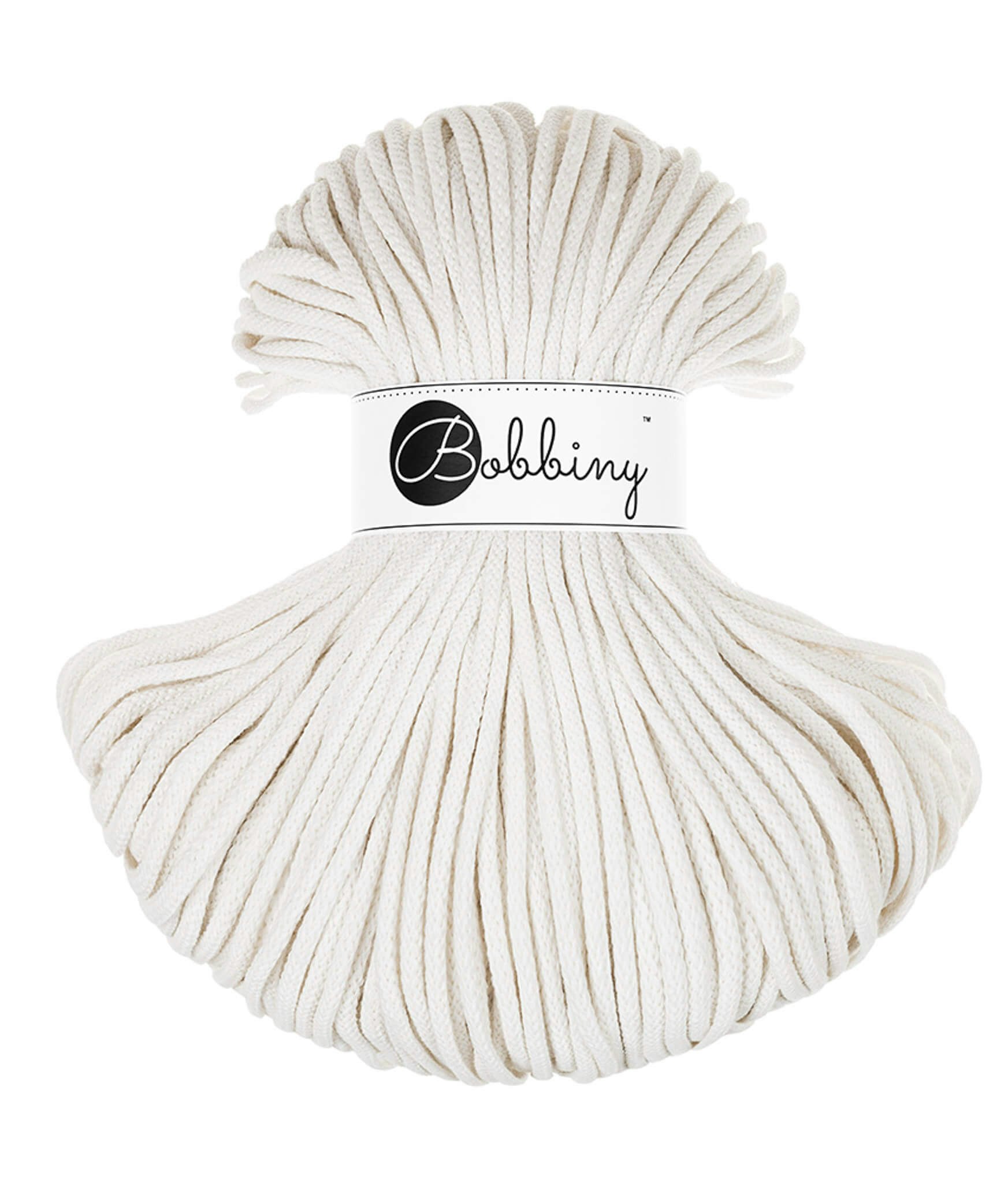 Bobbiny Braided Cord Premium 5 mm - flätat bomullsgarn