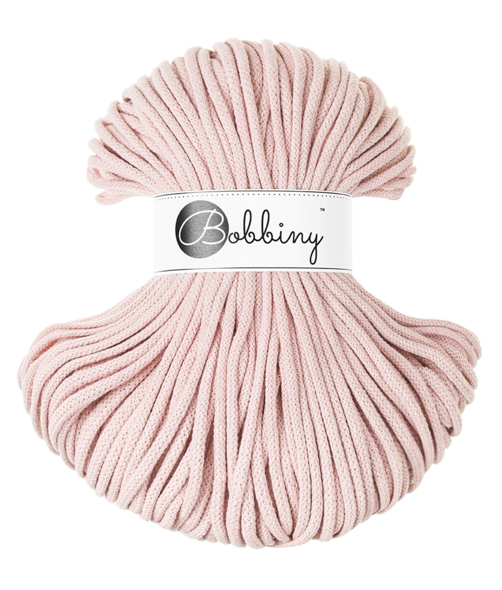 Bobbiny Braided Cord Premium 5 mm - flätat bomullsgarn