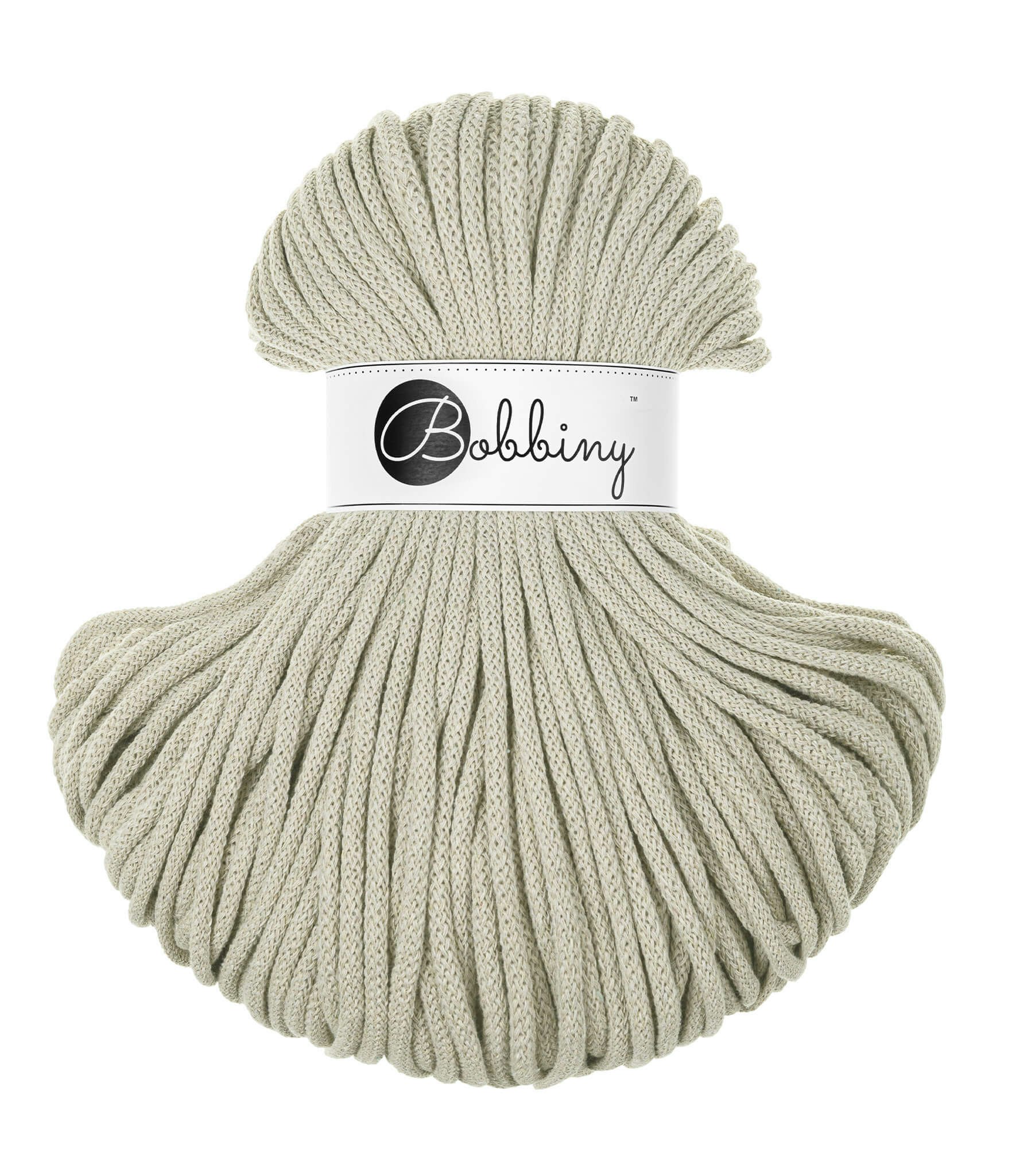 Bobbiny Braided Cord Premium 5 mm - flätat bomullsgarn