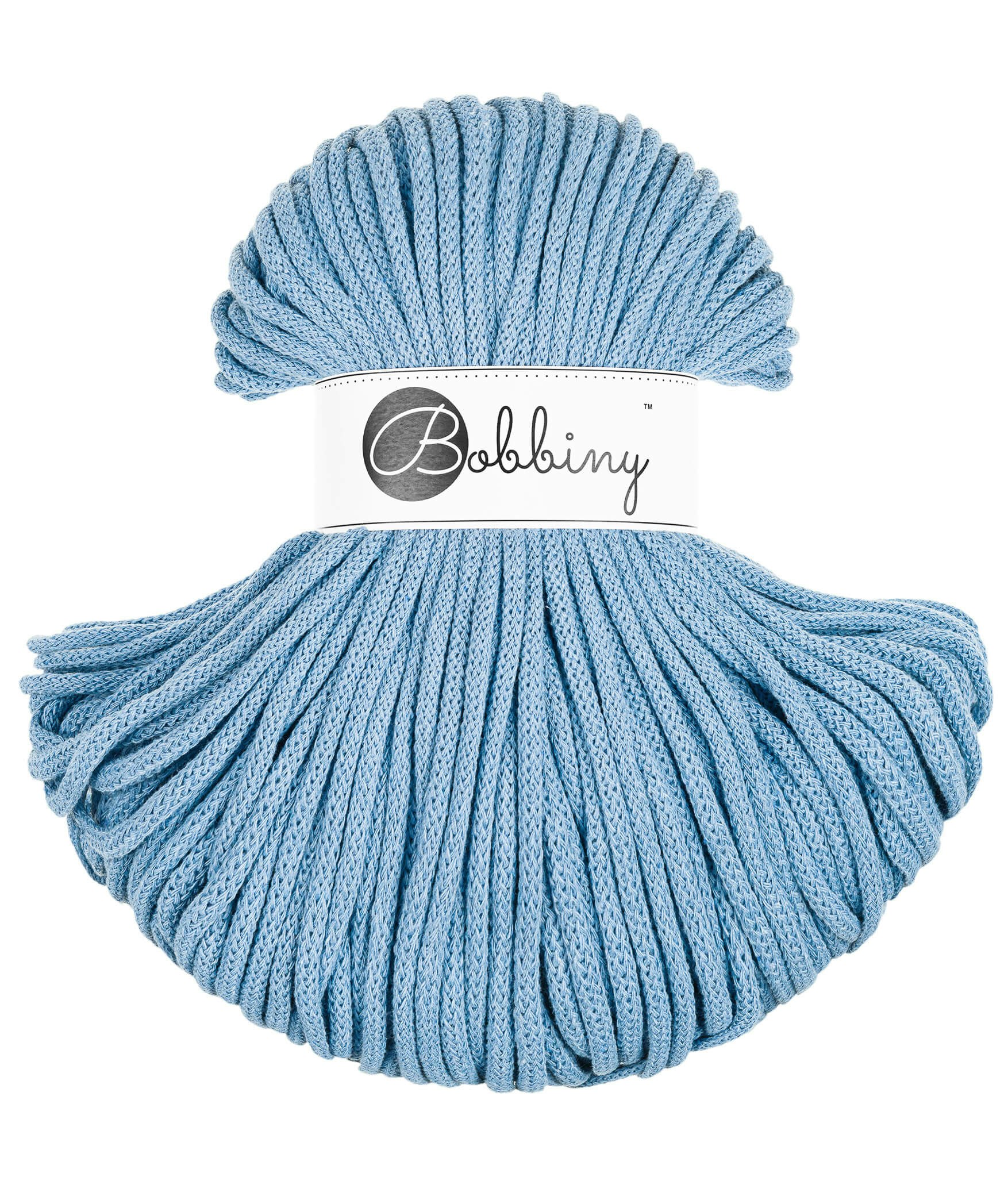 Bobbiny Braided Cord Premium 5 mm - flätat bomullsgarn