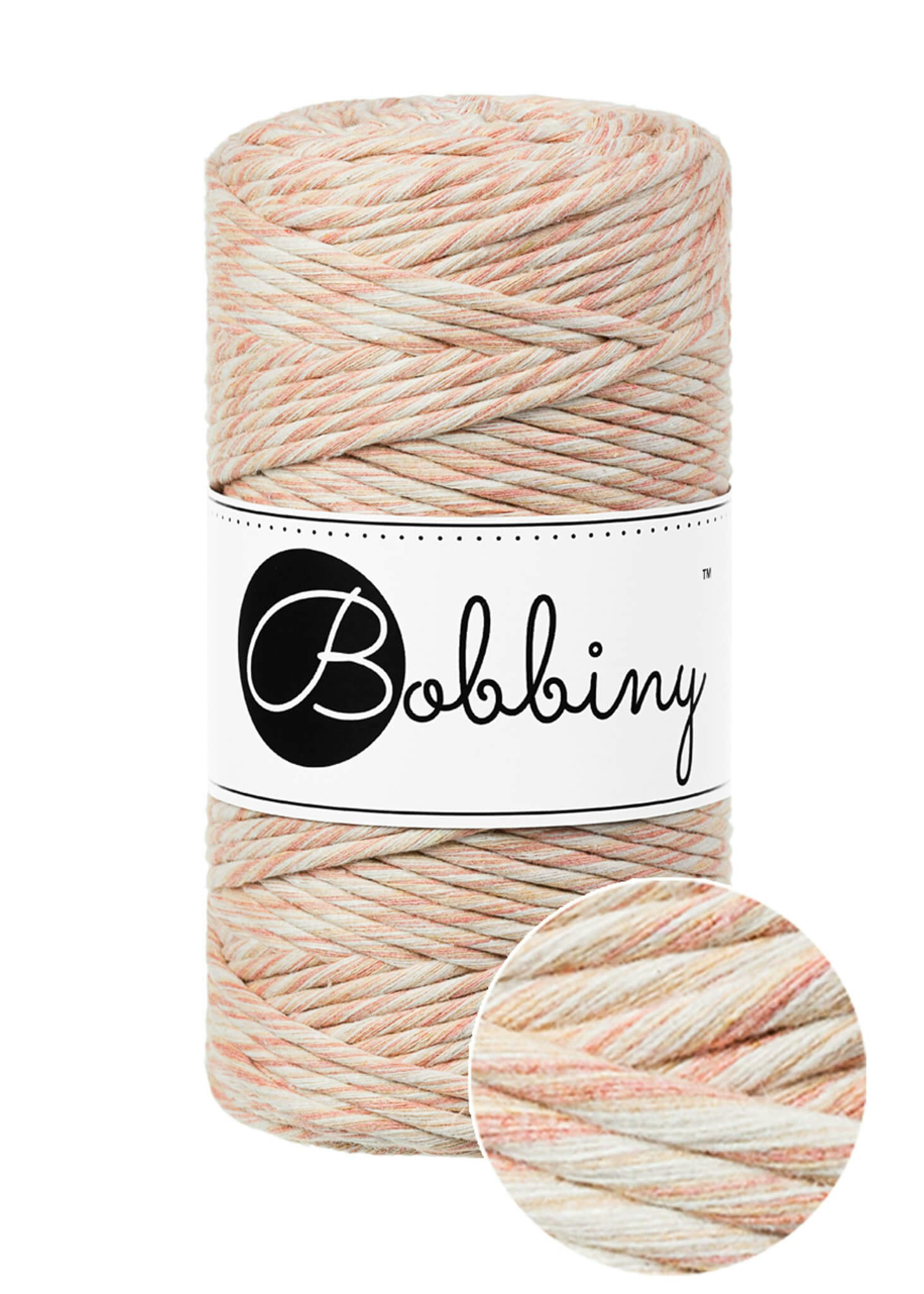 Bobbiny Single Twist Macrame Cord Regular 3 mm - enkeltvinnat makramégarn