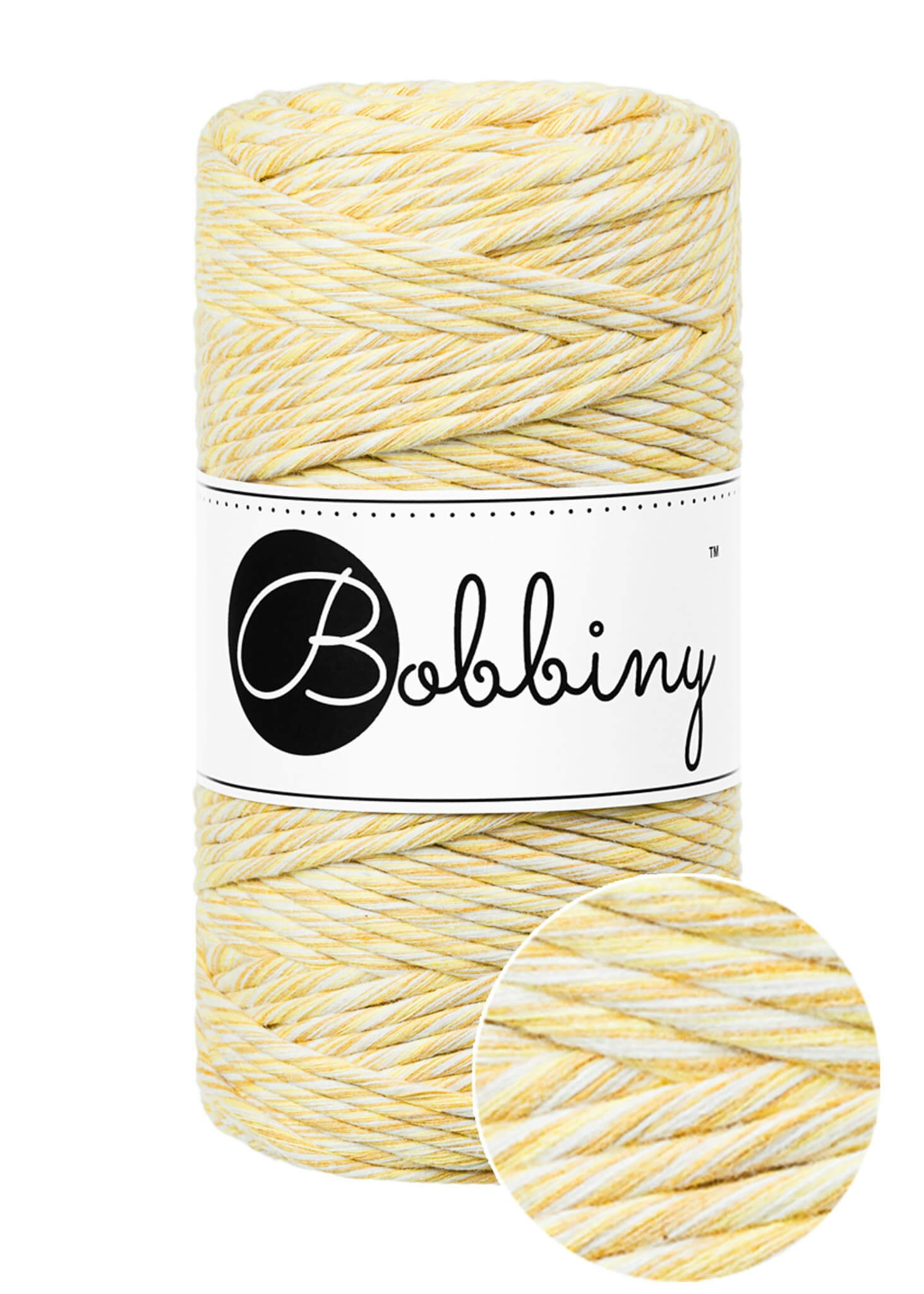 Bobbiny Single Twist Macrame Cord Regular 3 mm - enkeltvinnat makramégarn