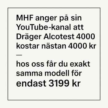 Dräger Alcotest® 4000 inklusive förkalibrering, tygpåse och 3 munstycken. Fri frakt