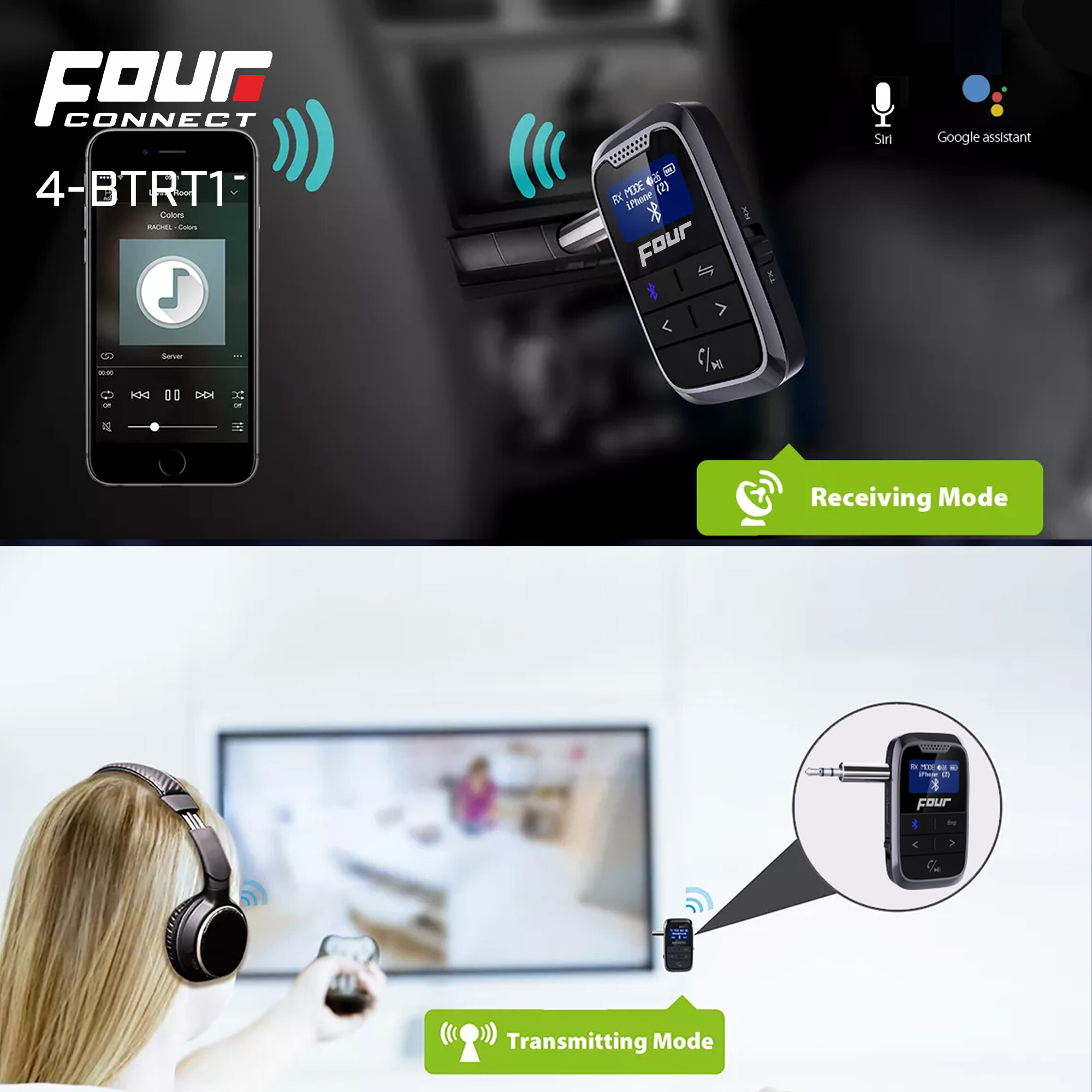 FOUR 2-IN-1 Bluetooth Transmitter & Receiver Wireless Audio Adapter