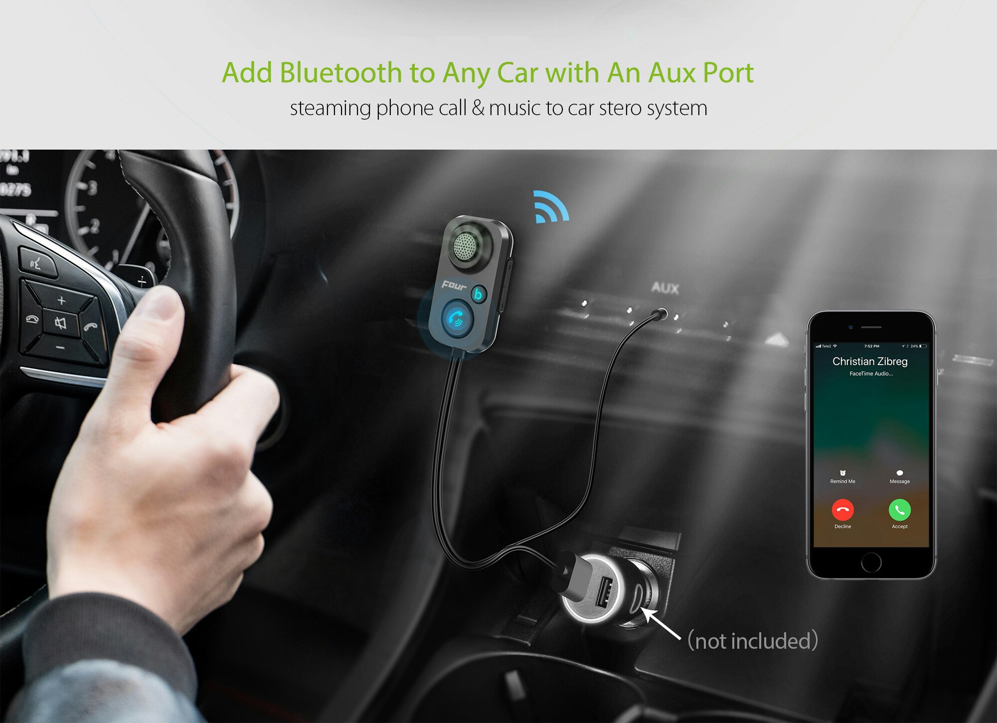 FOUR  Bluetooth in-car handsfree / transmitter