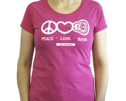 DD Women′s t-shirt S Pink Love Peace & Bass