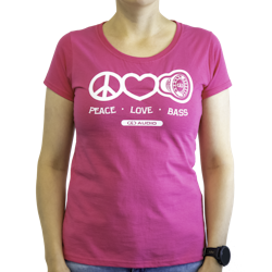 DD Women′s t-shirt S Pink Love Peace & Bass