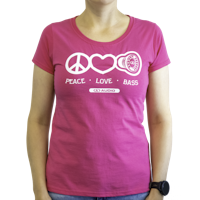 DD Women′s t-shirt M Pink Love Peace & Bass