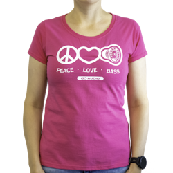 DD Women′s t-shirt L Pink Love Peace & Bass