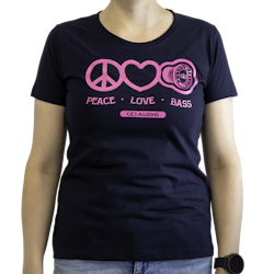 DD Women′s t-shirt S Navy Love Peace & Bass
