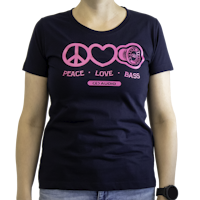 DD Women′s t-shirt L Navy Love Peace & Bass