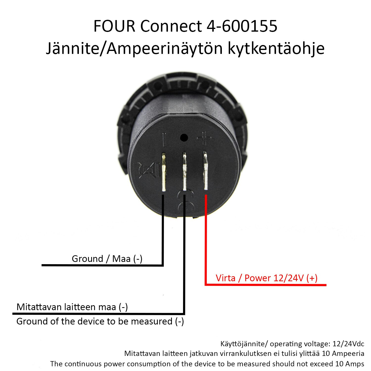 FOUR Connect 4-600155 voltmeter/ammeter 12/24V