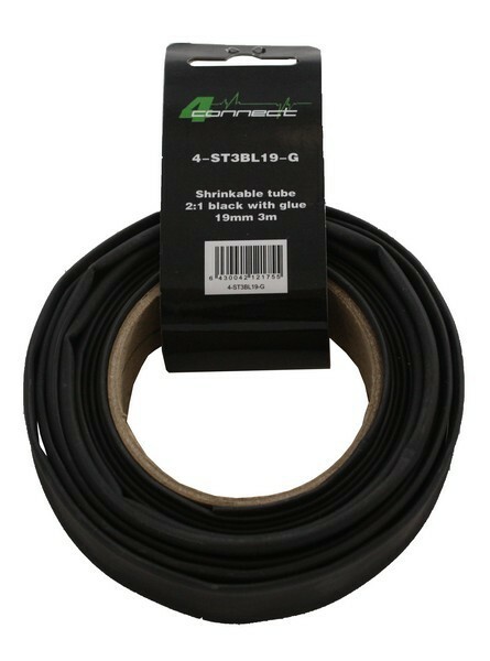 FOUR Connect 4-ST3BL19-G shrink tube,  2:1 Black with glue 19mm 3m