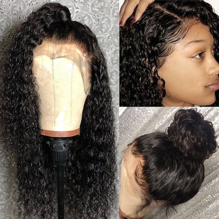 Curly Human Hair Wigs Raw Natural Color With Baby Hair Pre Plucked Wig