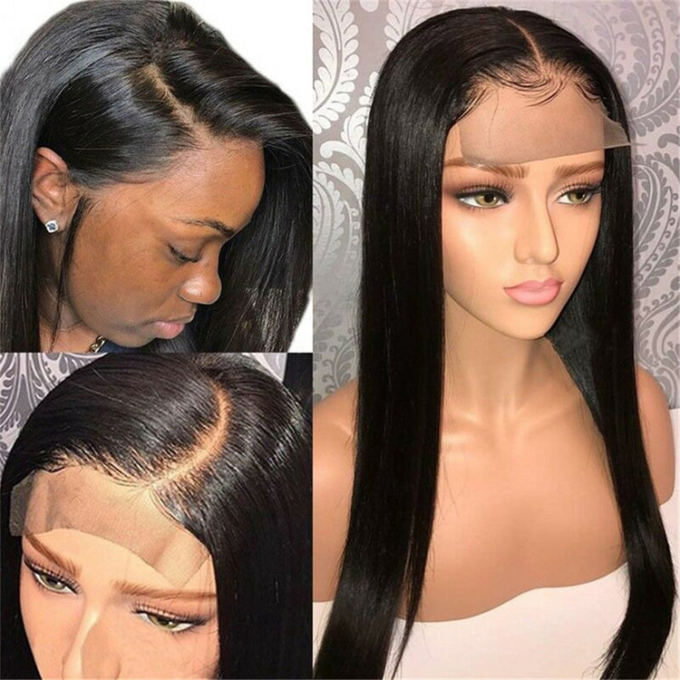 Brazilian Remy Natural Long straight Lace Frontal Human Hair Wig