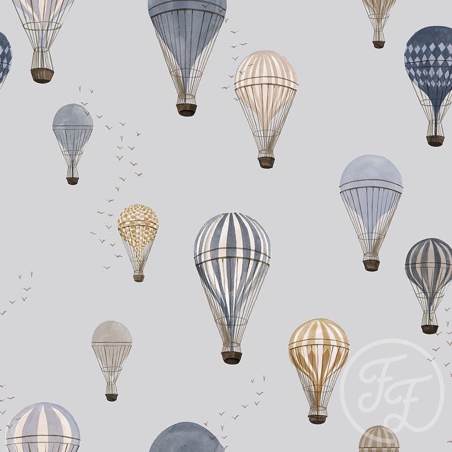 Hot Air Balloons - Blue  VAFFELSTOFF