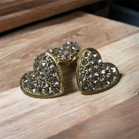 Strass hjerteknapp - Bling - 15mm Gull