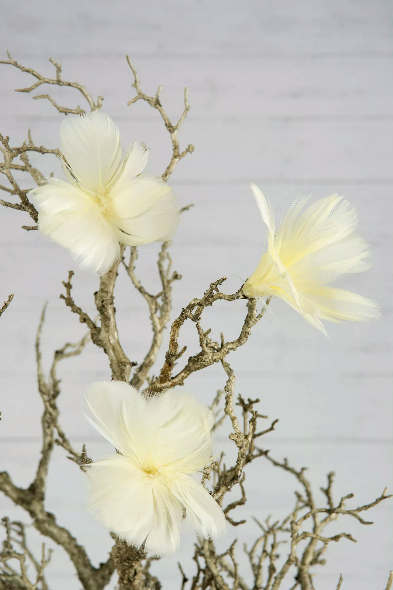 Fjær/Tråd Blomst lys gul 12 pakke - Mye Dekor