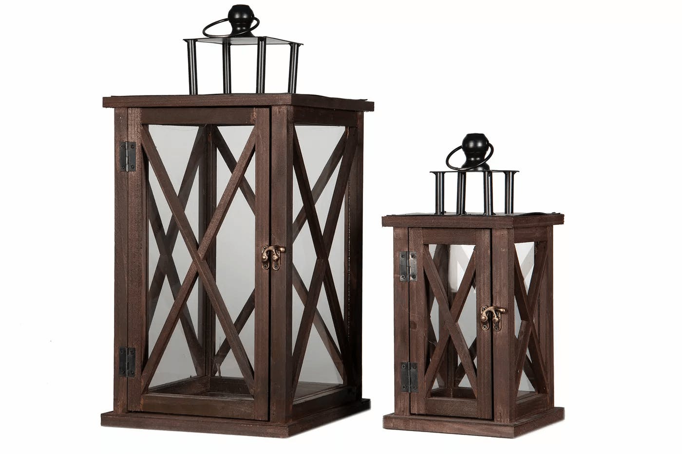 Lantern in a set of 2 in wood, Cozy dark - A Lot Decoration