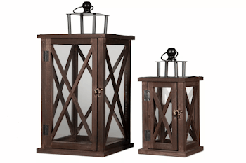 Lantern in a set of 2 in wood, Cozy dark - A Lot Decoration