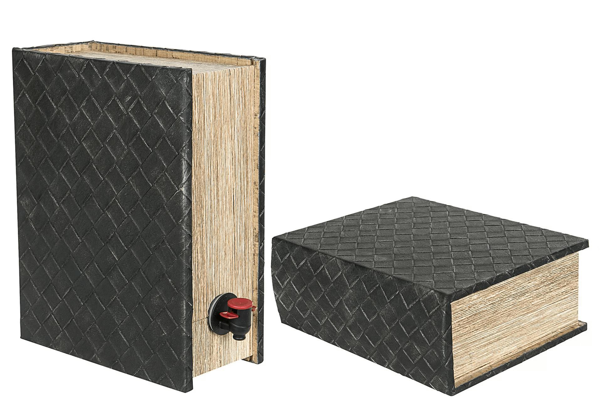 Wine box book case braided leather - A Lot Decoration