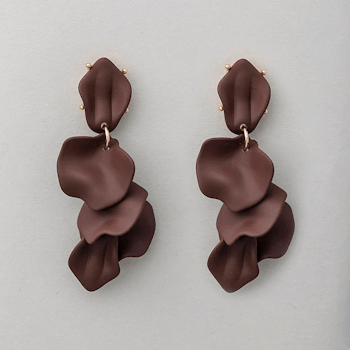 Earrings Leaf, Dark brown - BOW19