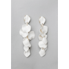 Earrings Leaf long, white matt - BOW19