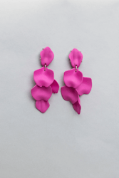 Earrings Leaf, strong pink - BOW19