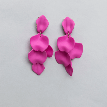 Earrings Leaf, strong pink - BOW19