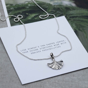 Halsband Ginkgoblad, silver - Faith