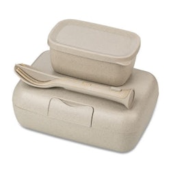 Candy Ready Set med 3x lunchbox och bestick Beige - Koziol