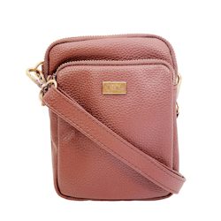 Handbag, Triple Zip, Brown - Pipol