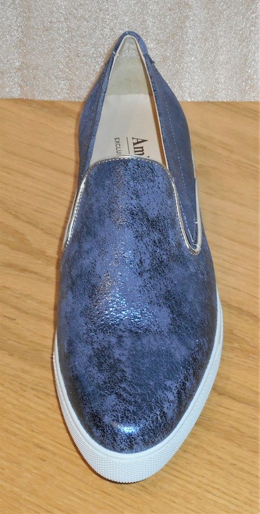 Blå loafer i skinn med glimmereffekt - Amberone
