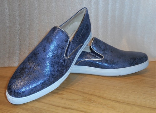 Blå loafer i skinn med glimmereffekt - Amberone