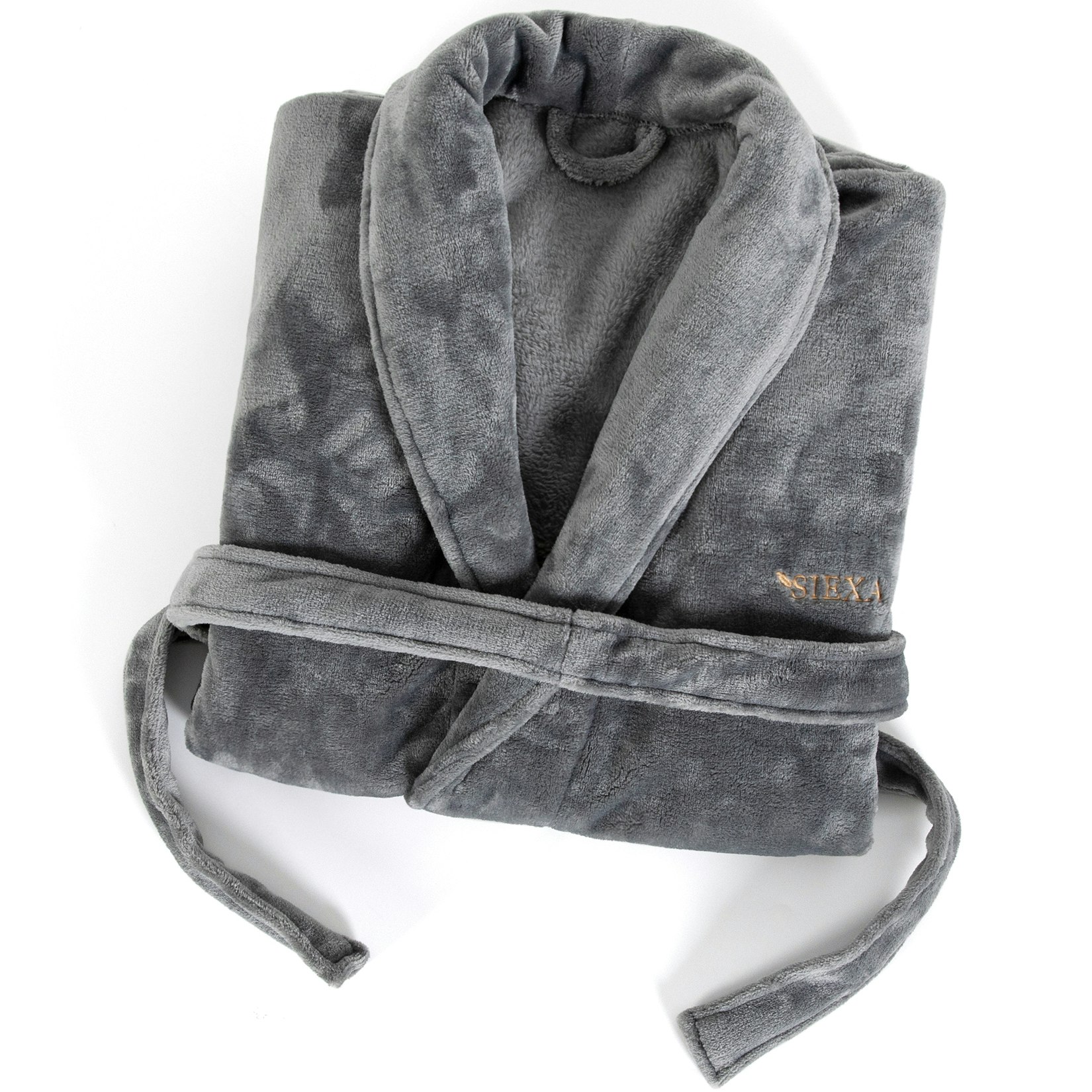 Lyxig Morgonrock - Flanell Fleece - One Size - Grå - Siexa - Täcken, Kuddar  & Sängkläder