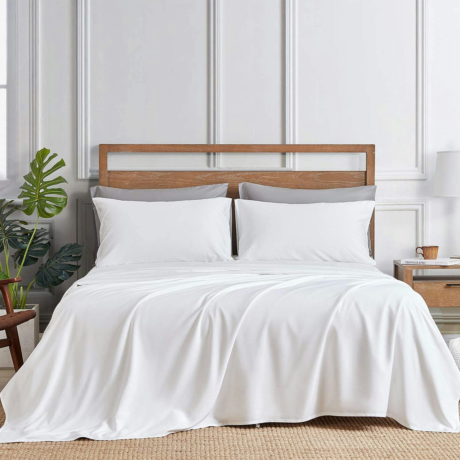 Exklusivt Lakan Bambu - 240x260 cm - Vitt - 300TC - Siexa - Täcken, Kuddar  & Sängkläder