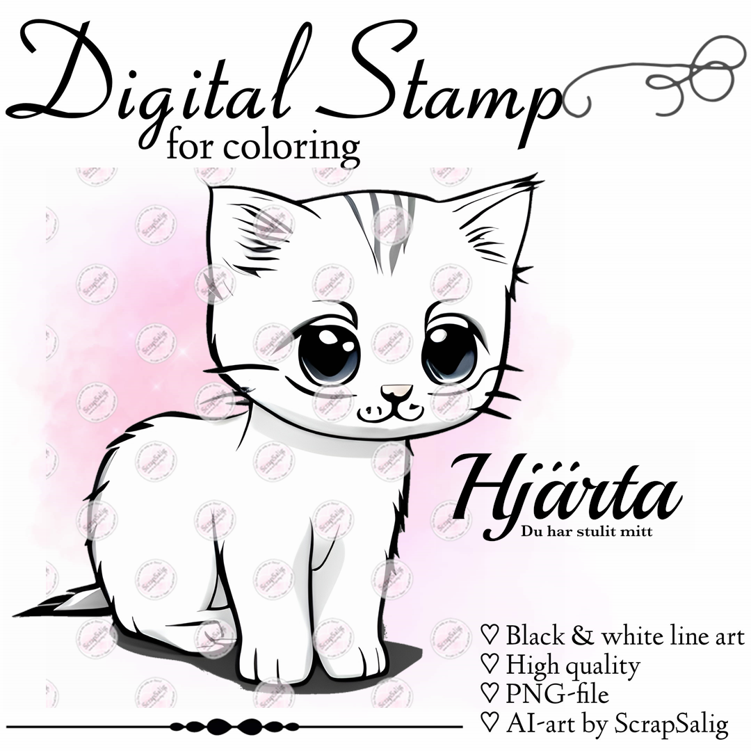 Digital Stämpel - Cozy Kitty