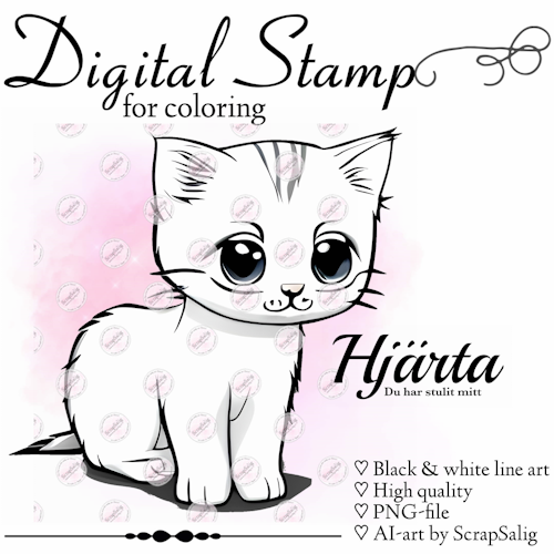 Digital Stämpel - Cozy Kitty