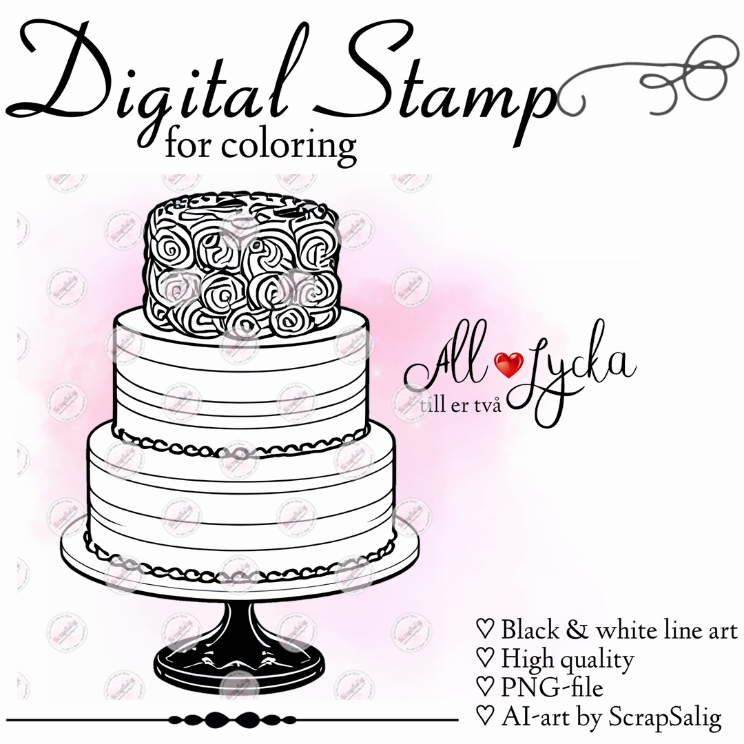 Digital Stämpel, freebie - Wedding Cake