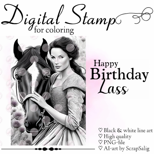 Digital stämpel - Birthday Lass