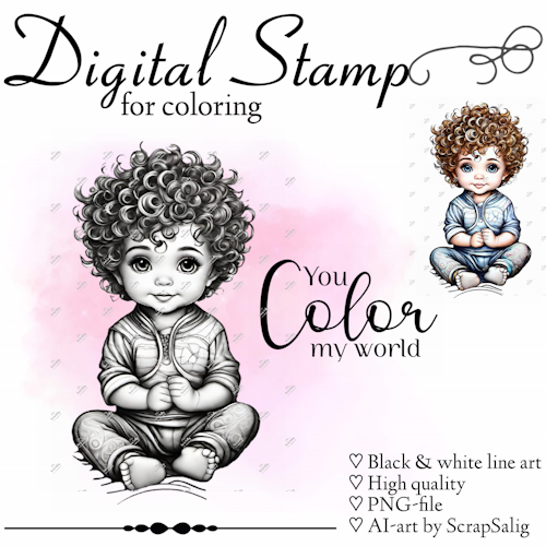 Digital stämpel - Curly Carl