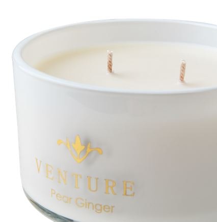 VENTURE Doftljus Pear & ginger, Vit Ø10xH11 cm ~24 h