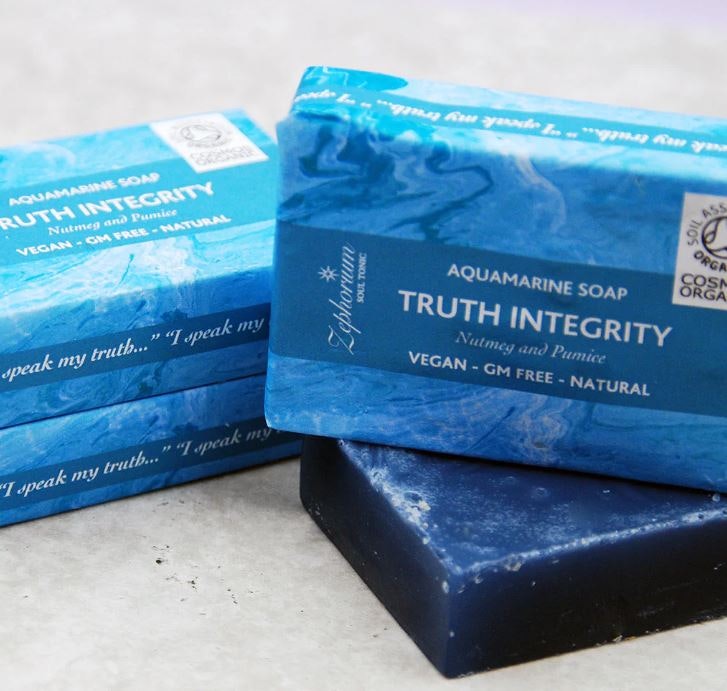 Zaphorium Organic Aromatherapy Vegan Soap 90g  - True Integrity (Aquamarin)