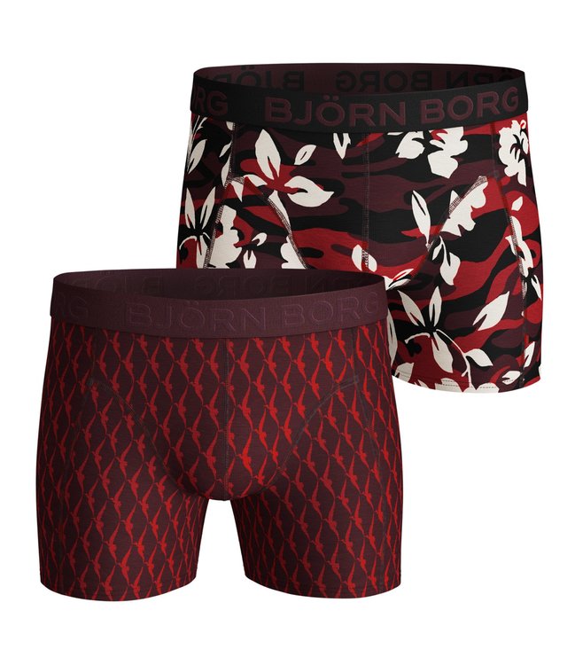 Camo Floral & Wingspan Cotton Stretch Shorts 2-Pack Red