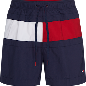 Colour Blocked Medium Drawstring Swim Shorts, Navy Blazer