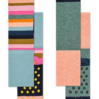 Happy Socks 2-Pack Antislip, Stripe Grey