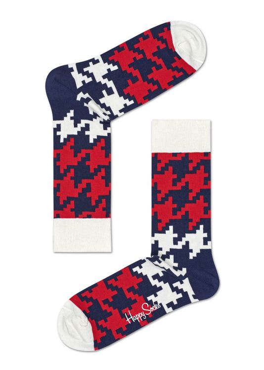Dogtooth Sock, Blue/Red/White